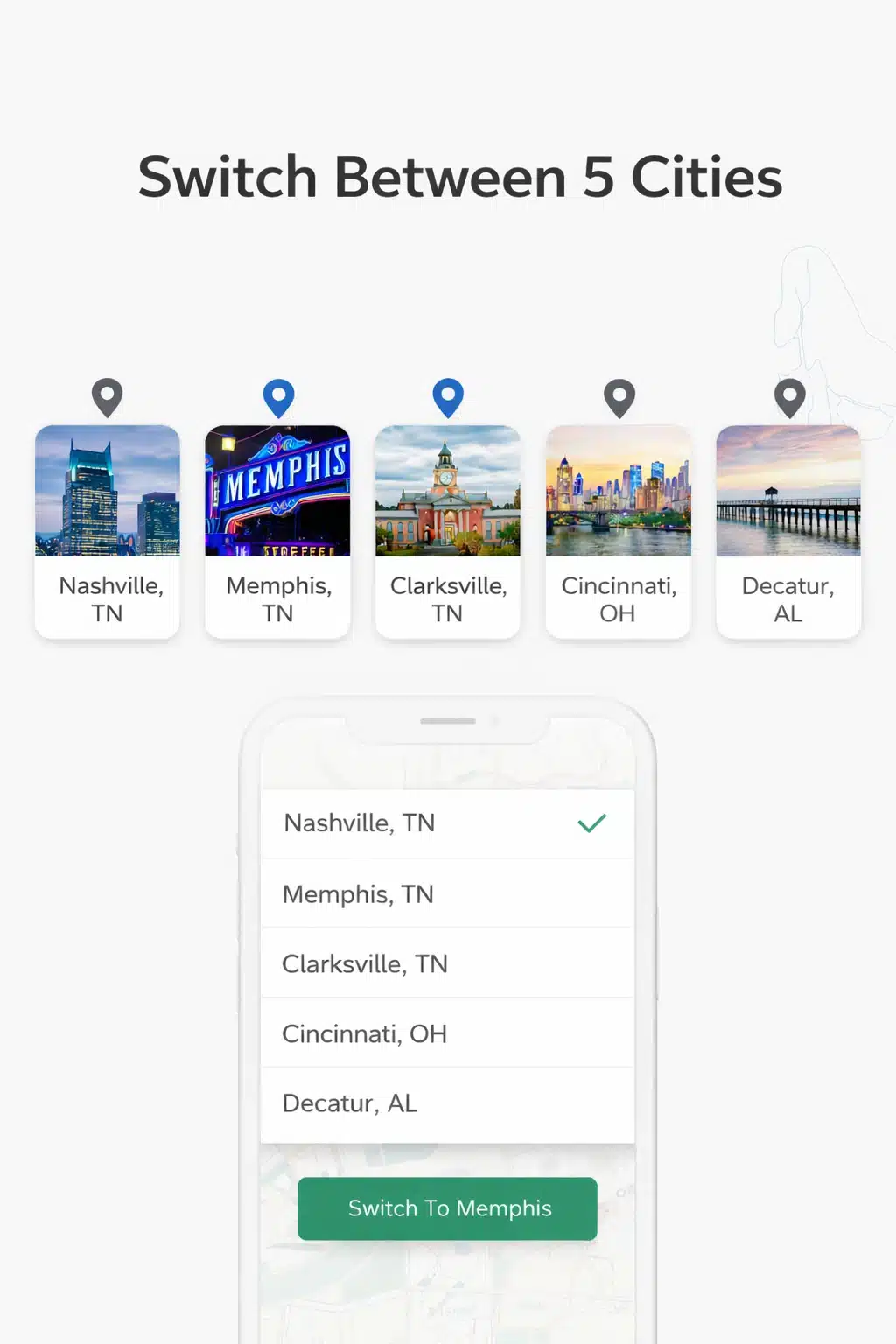 Switch Between 5 Cities
